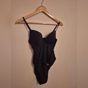 Skinny Dip By Melissa 1 Piece Black Belted Swimsuit Small